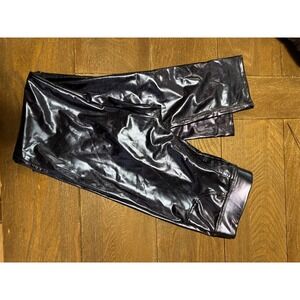 Zara Kids Shiny Metallic Blue Faux Leather Pants Girls Size 13-14